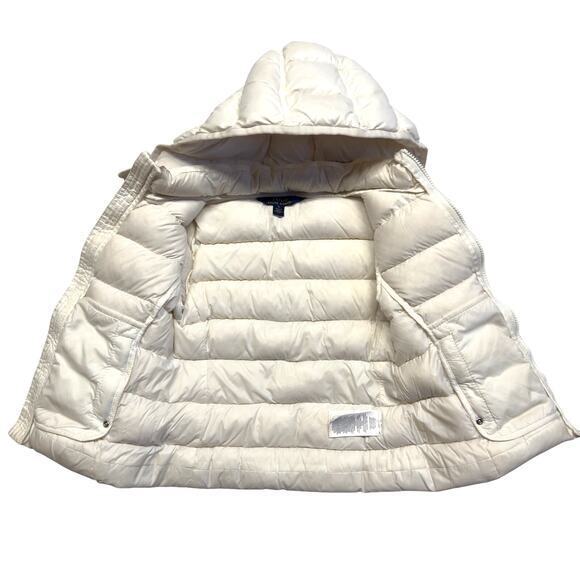 Polo Ralph Lauren Girls Down Puffer Hoodie Jacket Youth Size 5 White Pony - Picture 3 of 11